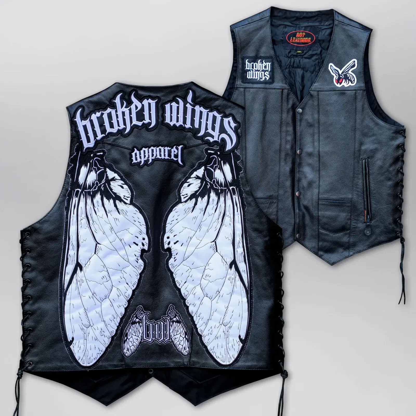 1st Edition Patch 'Classic Side Lace' Leather Vest, product shot 1