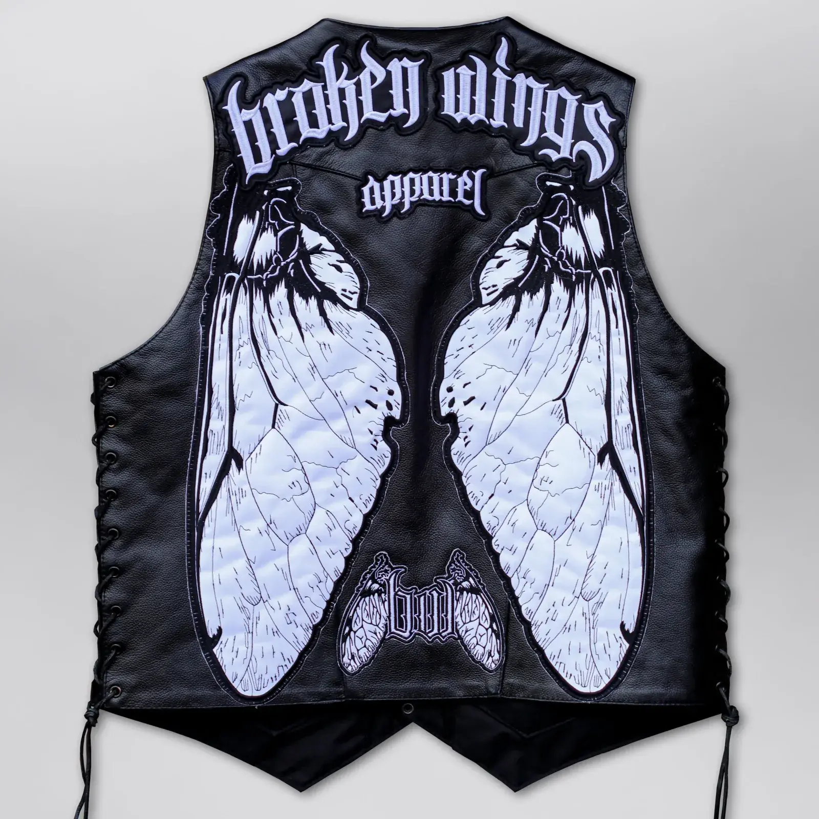 1st Edition Patch 'Classic Side Lace' Leather Vest, back