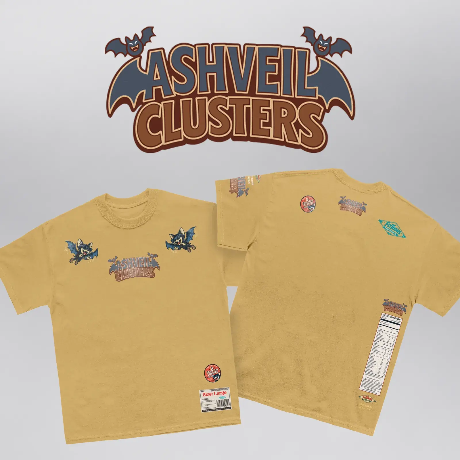 Ashveil Clusters Caramel Tee (Exclusive 1 of 1), front and back together under the Ashveil Clusters logo