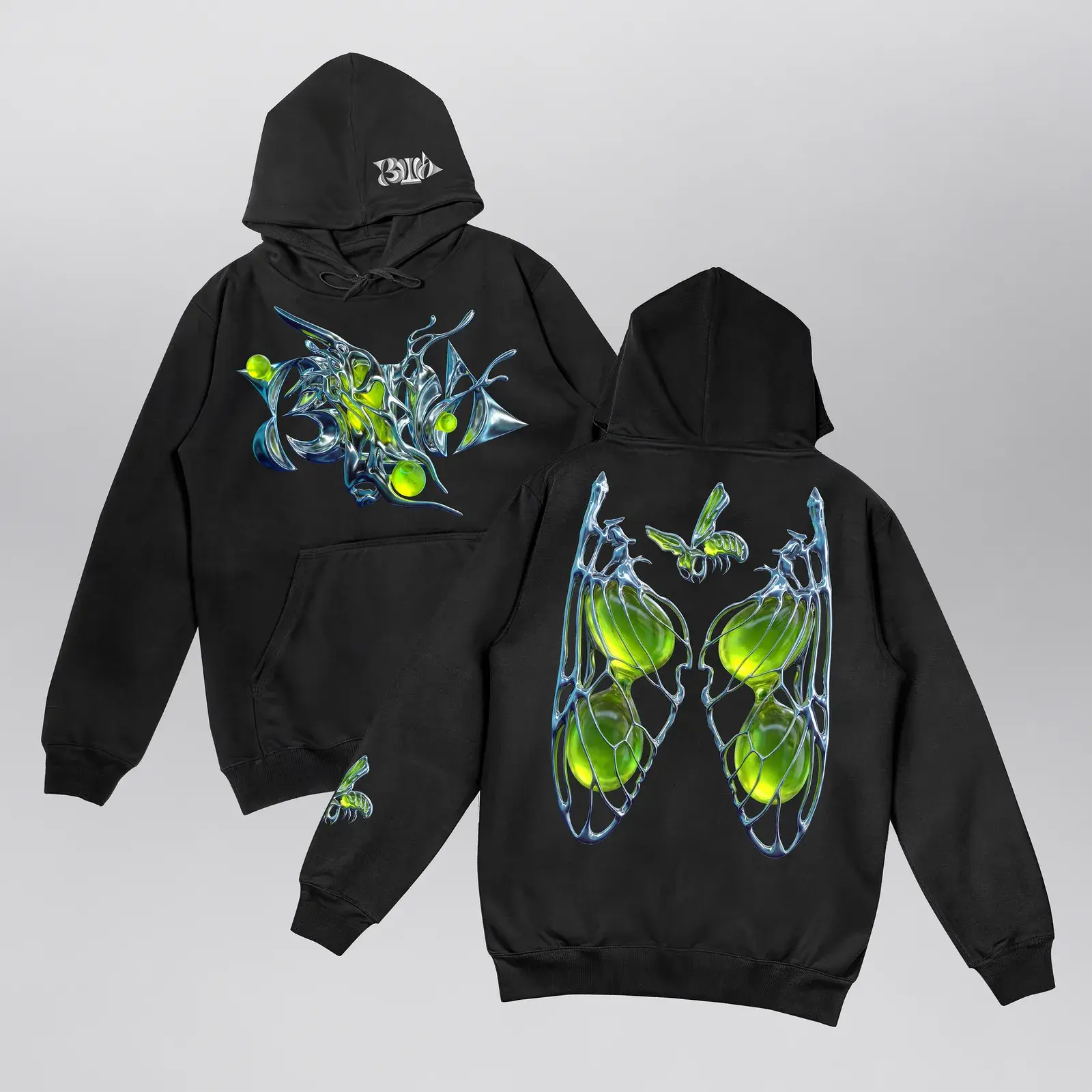 Biomorphic Chrome Hoodie, product shot 2