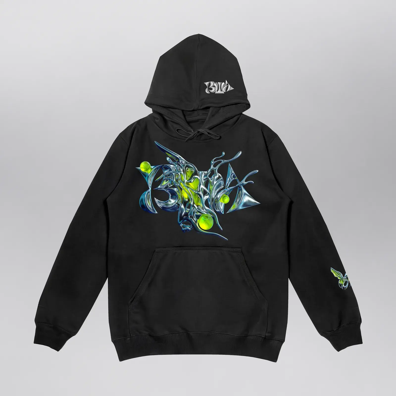 Biomorphic Chrome Hoodie, front