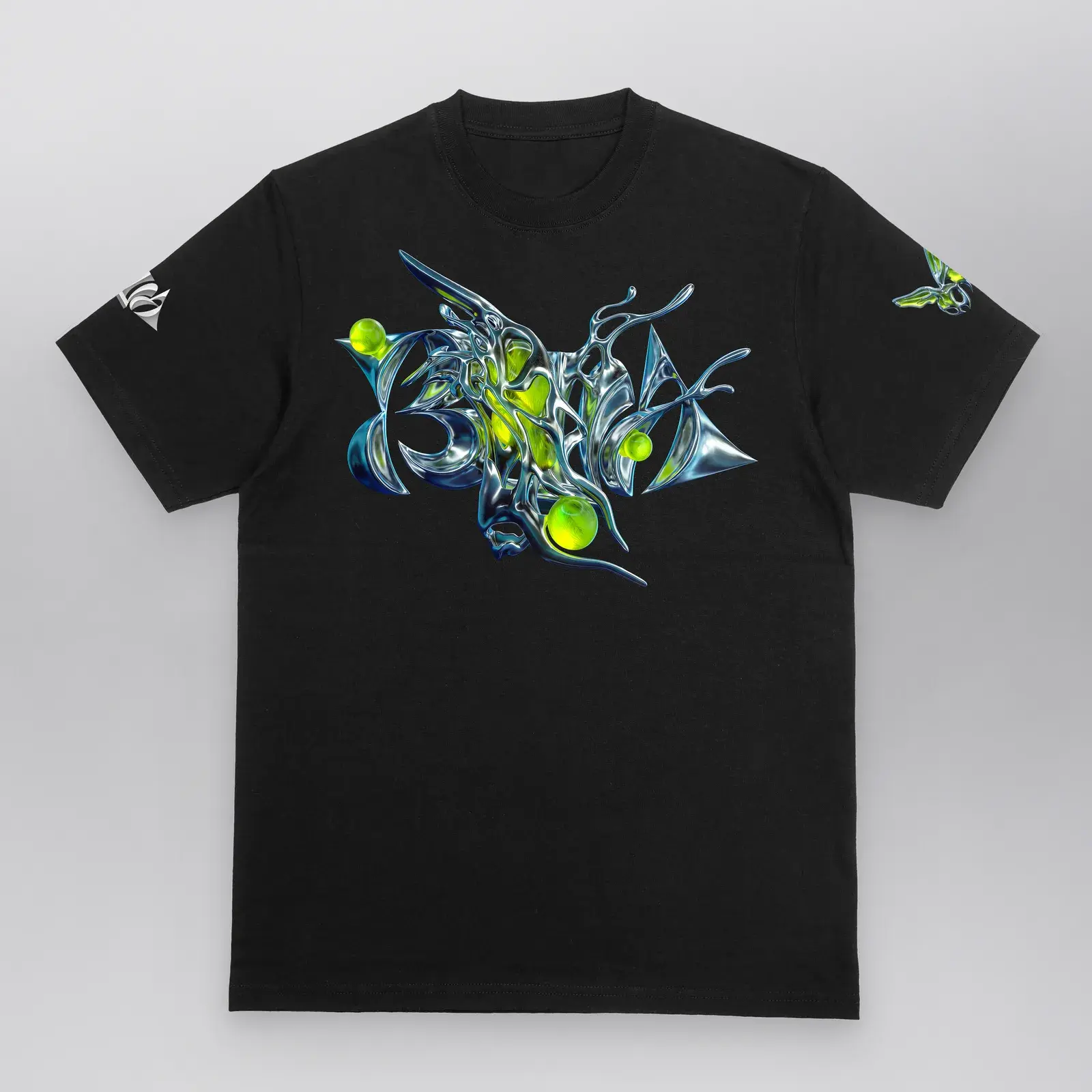 Biomorphic Chrome Tee, front