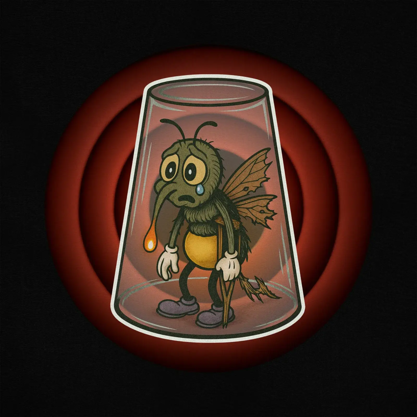 Feelin Trapped Bullseye - Fly Toons Tee, detail