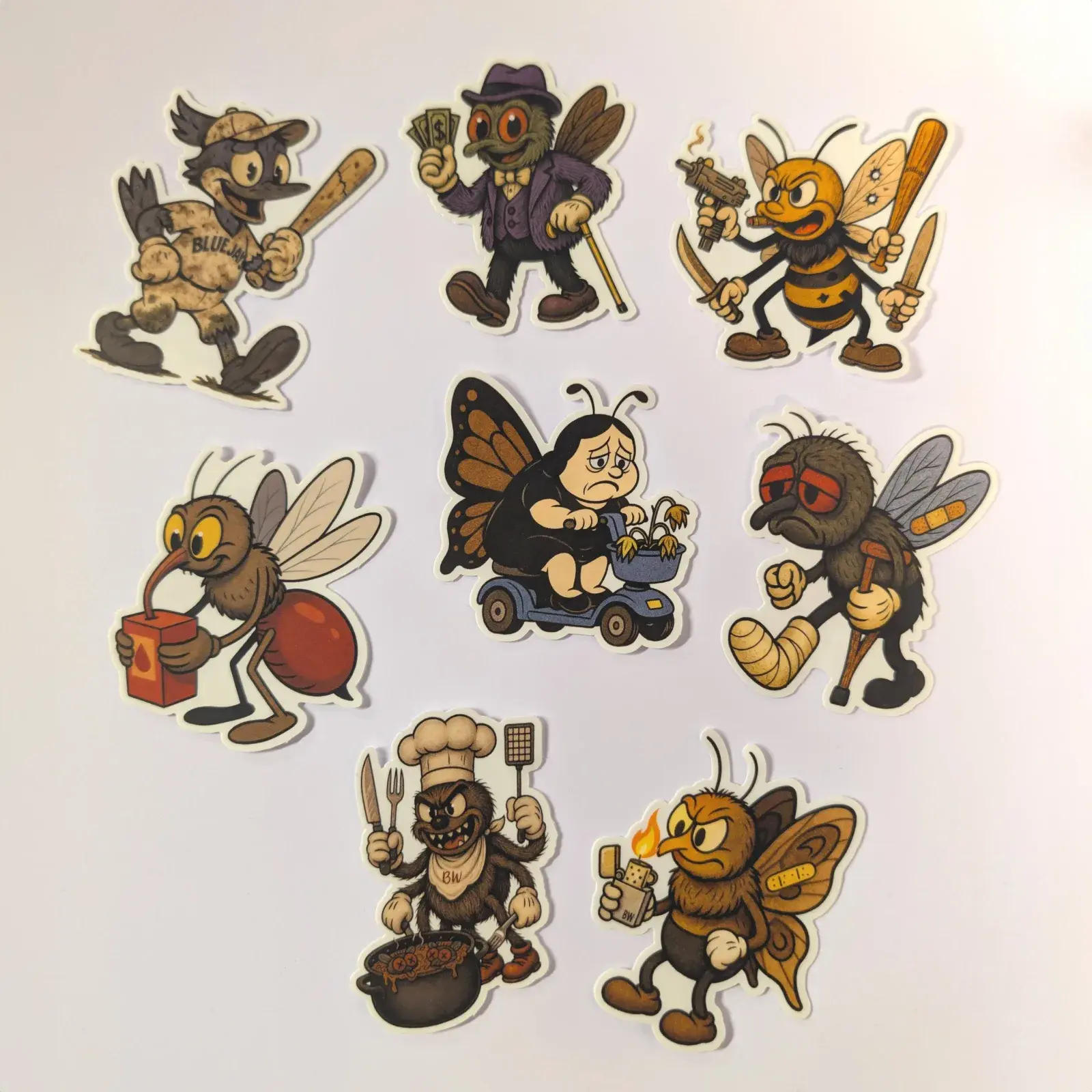 Fly Toons Sticker Pack (x8), product shot 2