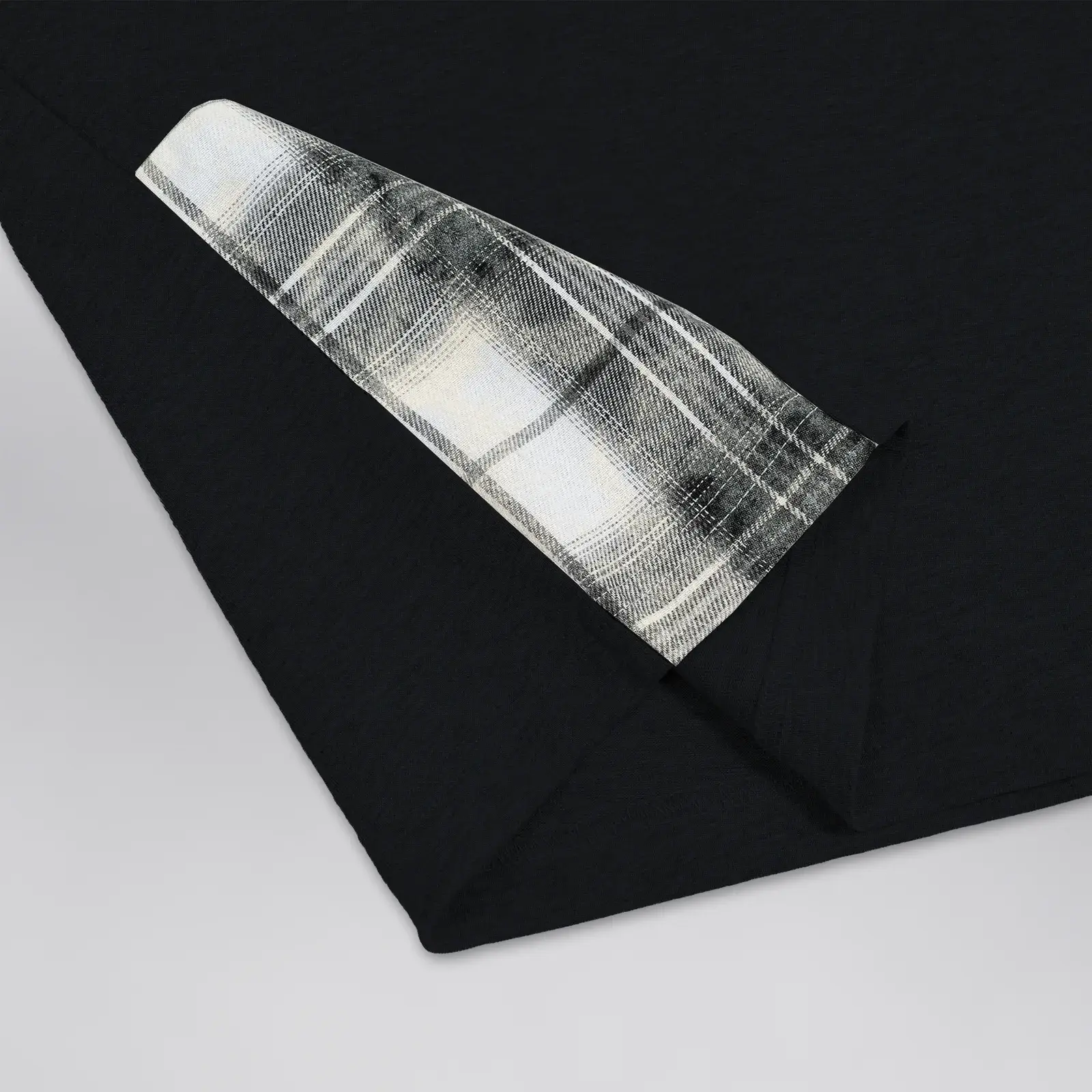 The Fly Toons Swatted Tee with Black & White Buffalo Bandana (Exclusive 1 of 1), detail of the plaid flannel side panel