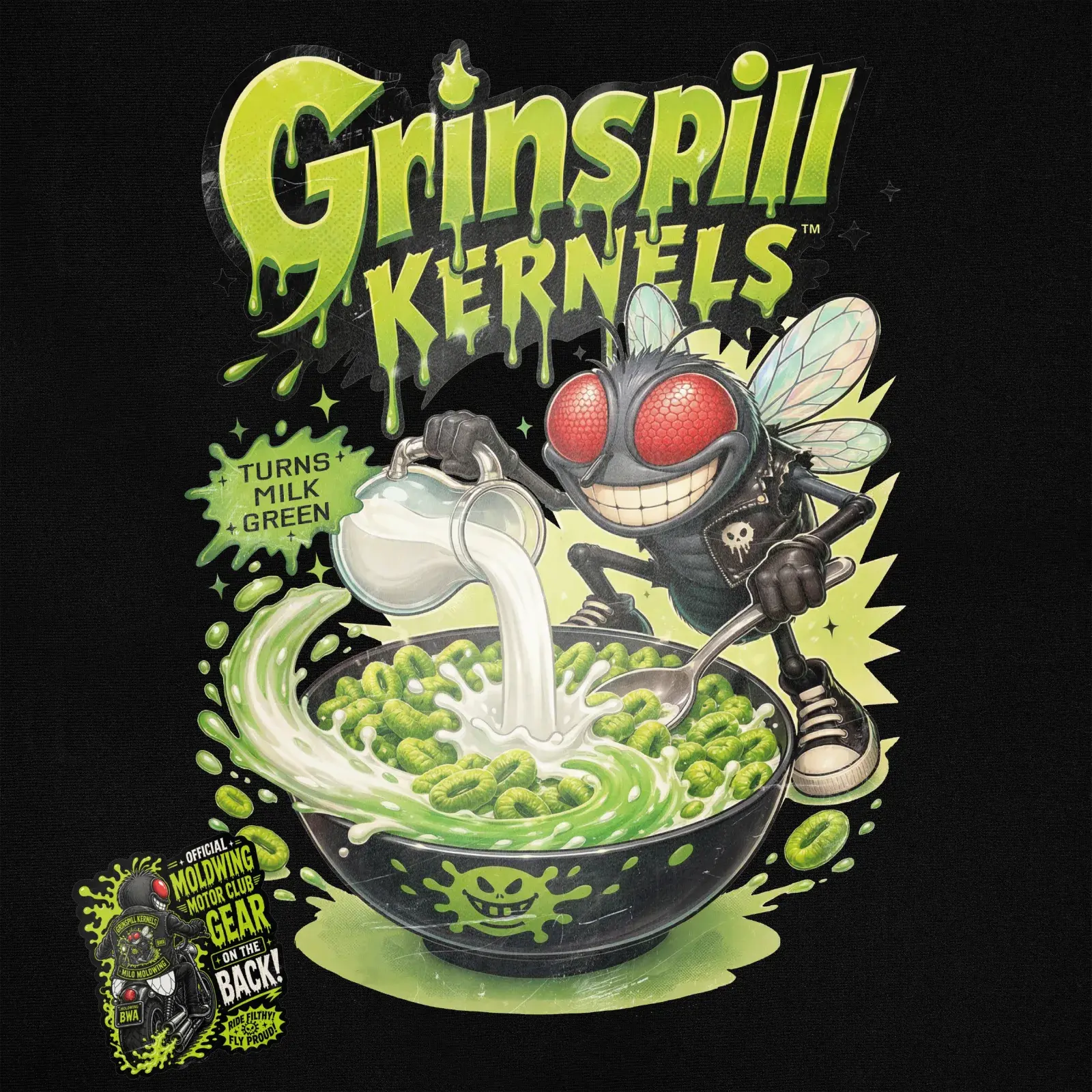 Grinspill Kernels Cereal Box Tee (Limited Edition), detail