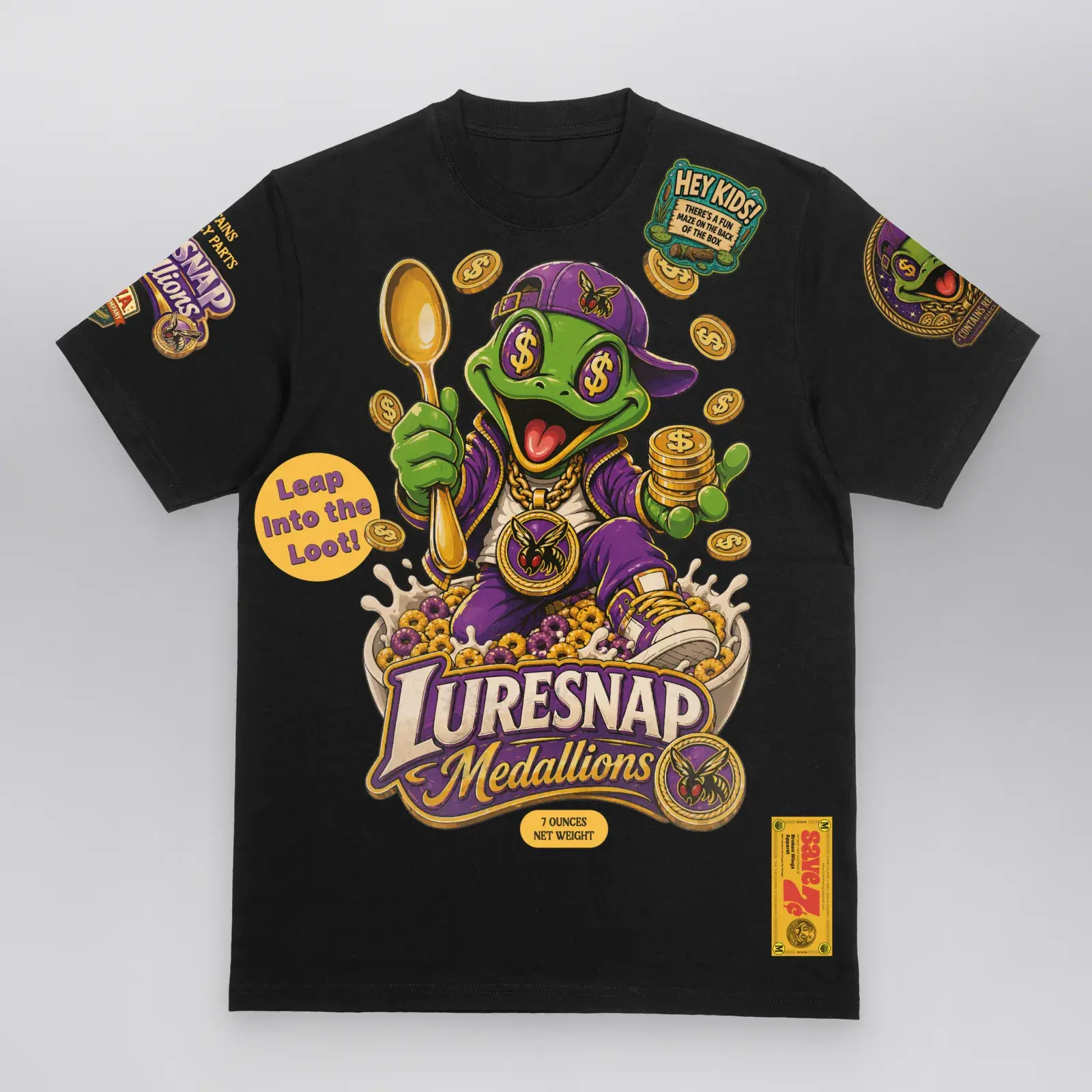 Luresnap Medallions Cereal Box Tee (Limited Edition), front
