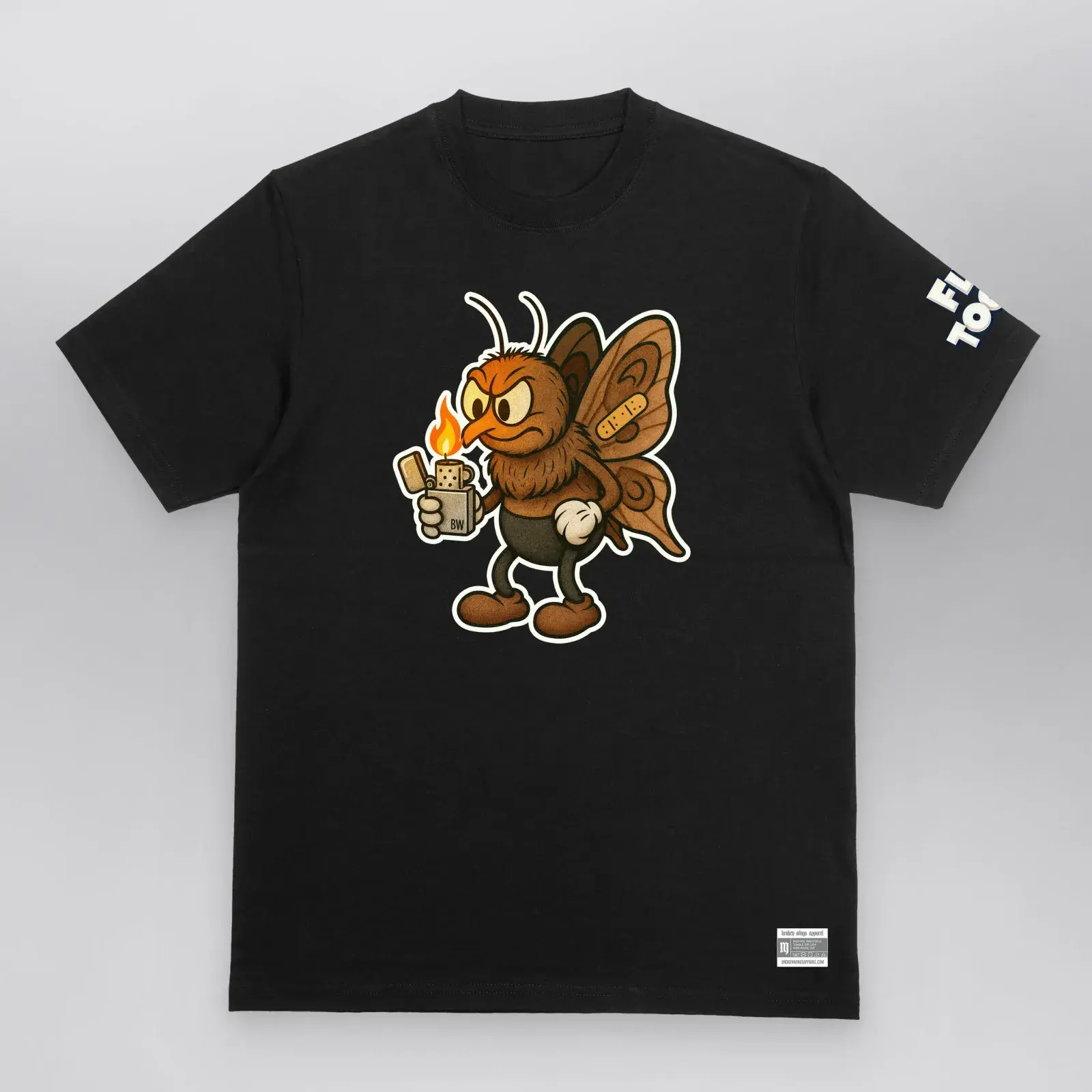 Pyro Moth - Fly Toons Tee, front